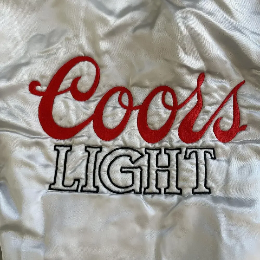 Vintage Coors Light Jacket Mens Large Silver Bomber Silver Bullet King Louie